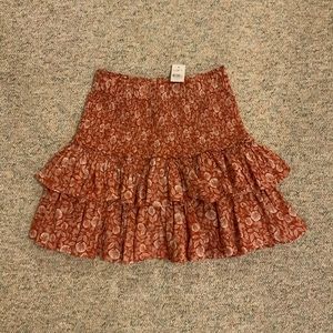 LOFT Orange Floral Mini Skirt